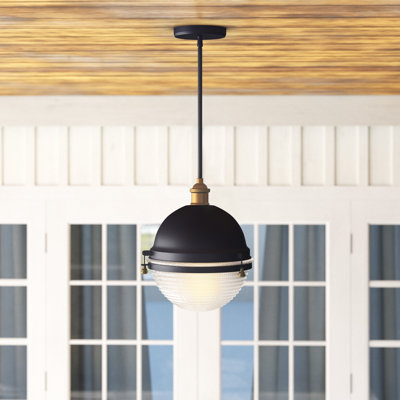 Luminaire suspendu d'extérieur 1 lumière en bronze huilé / laiton antique 13,25 po Pepperdine