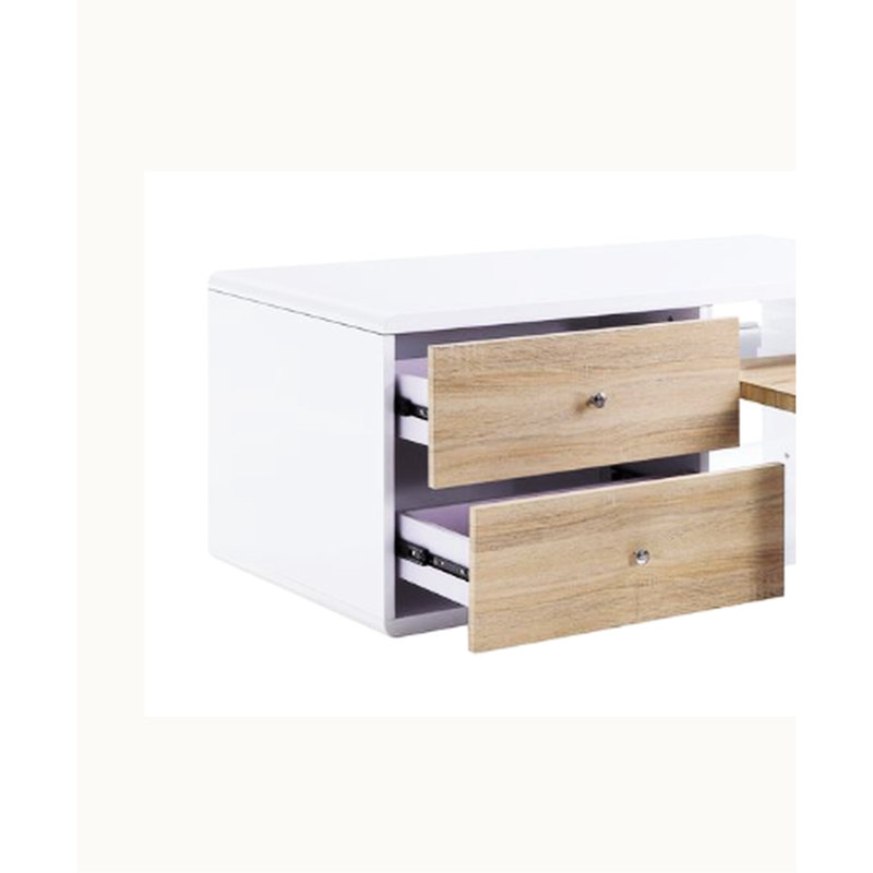 Table basse moderne blanche ultrabrillante avec rangement fonctionnel et style contemporain
