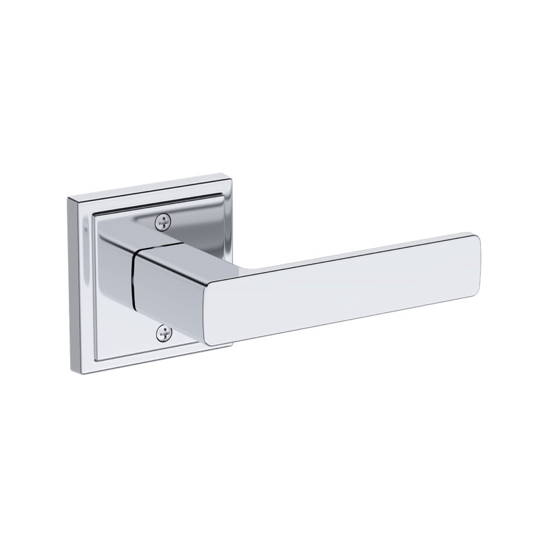 Sharpe Full Dummy Lever with Stepped Square Rose in Unlacquered Brass, Polished Chrome