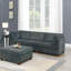 Ensemble de canapé modulaire en chenille gris modulaire de 7 pièces avec 3 pièces de coin, 3 fauteuils sans accoudoirs et 1 contreplaqué de repose-pieds