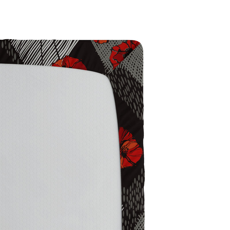 Drap-housse Ambesonne, Drap-housse de taille simple, Corail foncé, gris pâle / floral
