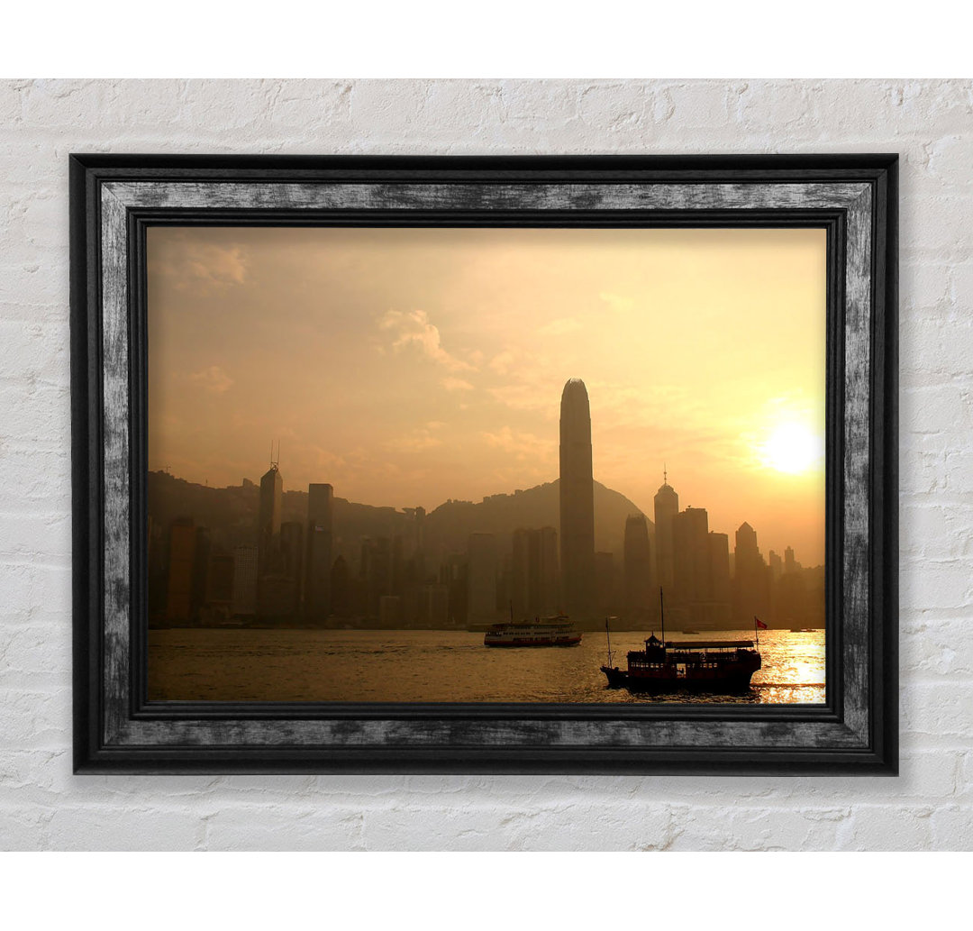 Hong Kong Misty Morning Sunrise - Bilderrahmen Kunstdrucke