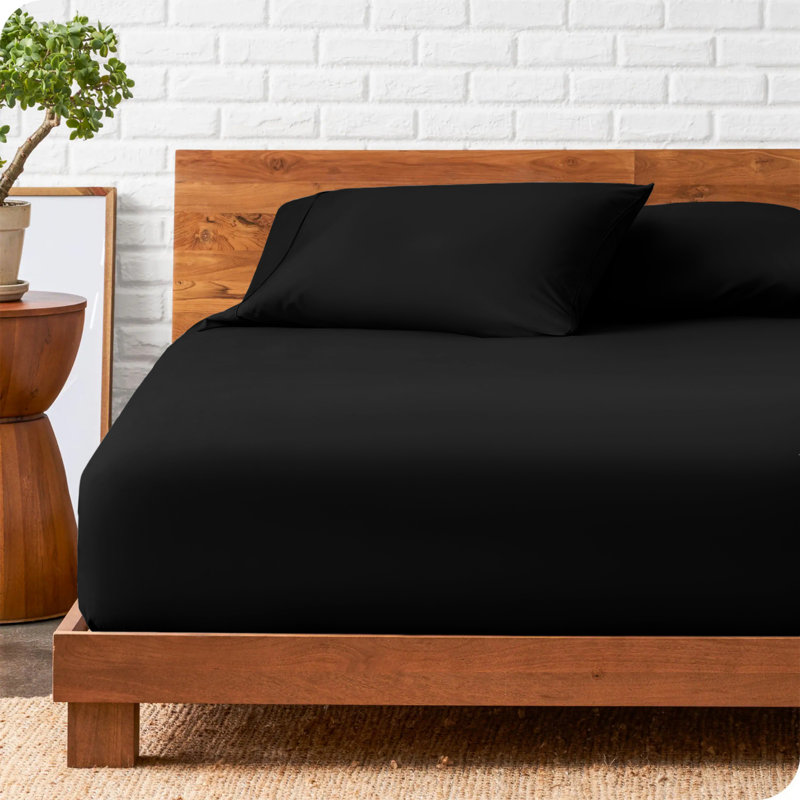 Deep Pocket Microfiber Brushed Fitted Sheet, Double (4'6), Black
