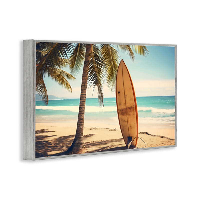 Planche de surf debout près de la côte, estampe numérique, design par LSR Design Studio, Estampe numérique Farmhouse