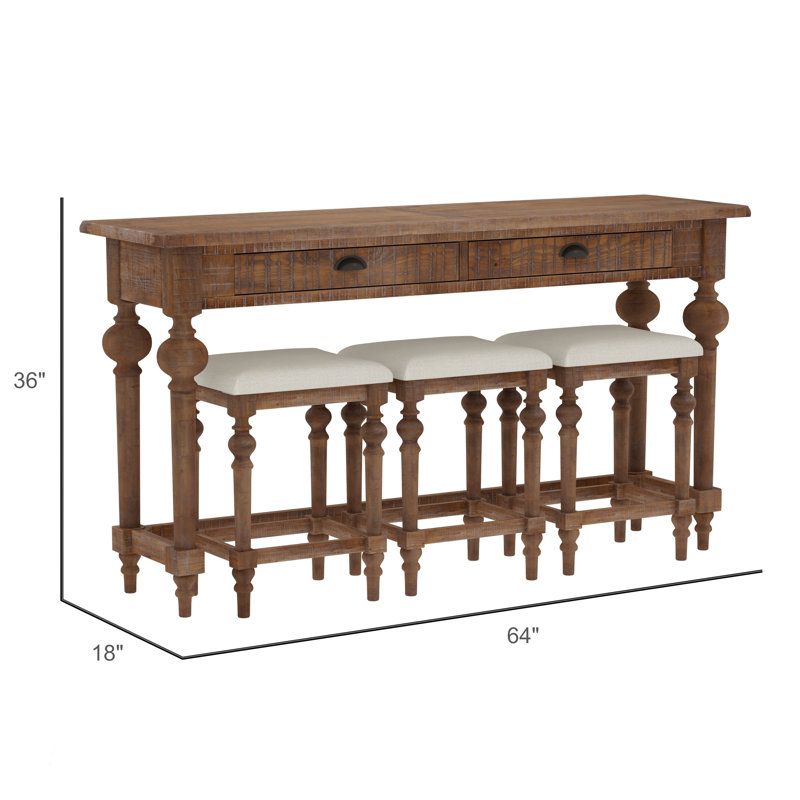 Wallace & Bay Ludin Brown Console Table With 3 Stools