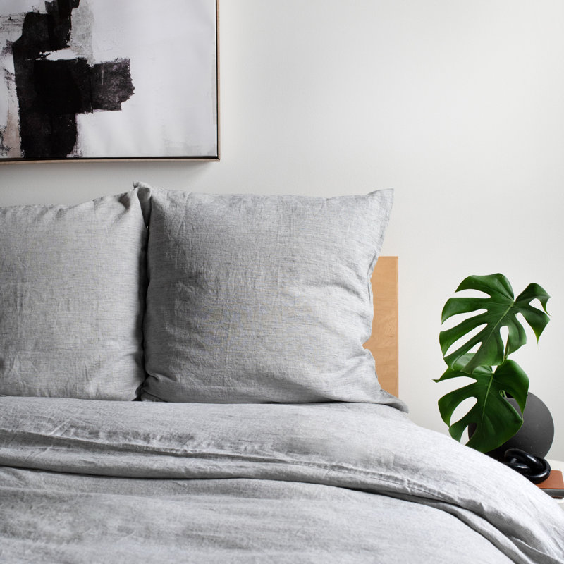 100% French Linen Duvet Cover, Shadow Pinstripe, King Duvet Cover