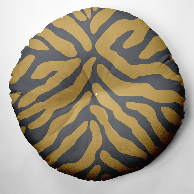 1_Oreiller de sol touffeté à motif de rayures animales, 30 po x 30 po, gris