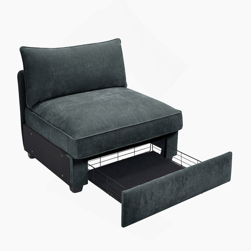 Armless sofa Velvet-Grey