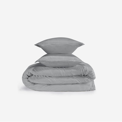 Bedgear Performance Duvet & Sham Set – King Size | Breathable Bedding with PowerSnap Technology | Moisture-Wicking Fabric for Hot Sleepers – Soft, Washable Cover, 92” x 108” Solid Grey