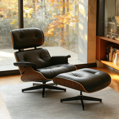 Swivel Recliner Chair And Ottoman With PU Leather Lounge Accent Chair