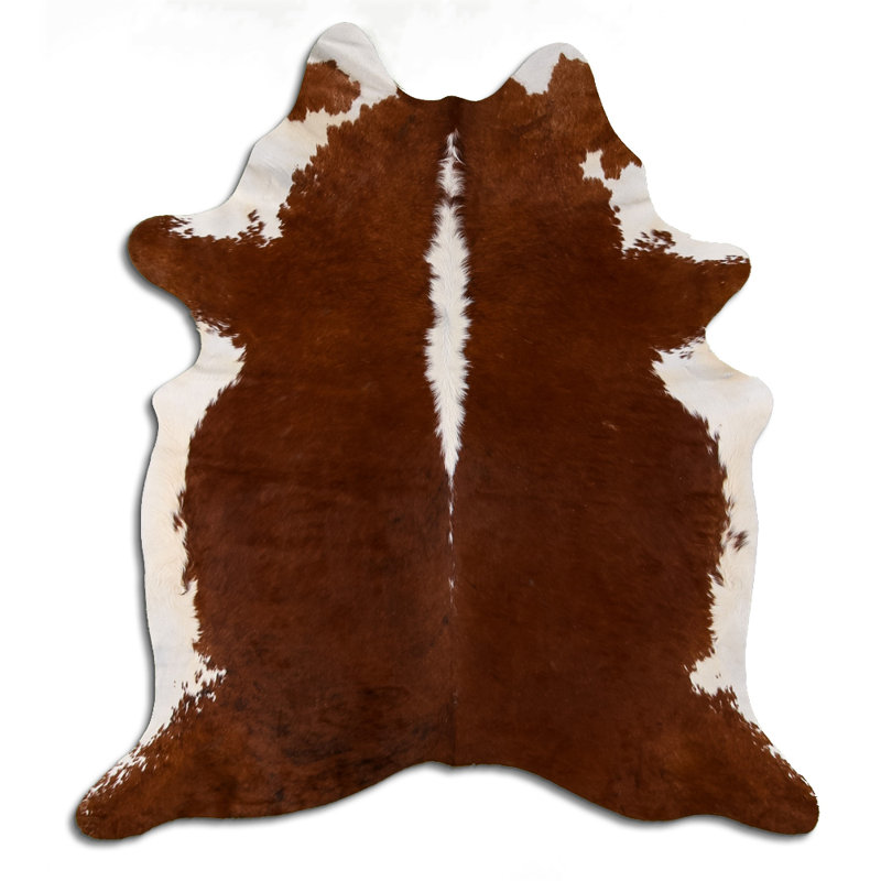 Custom Genuine Hereford Cowhide Rug, Novelty 5'8" x 6'7"