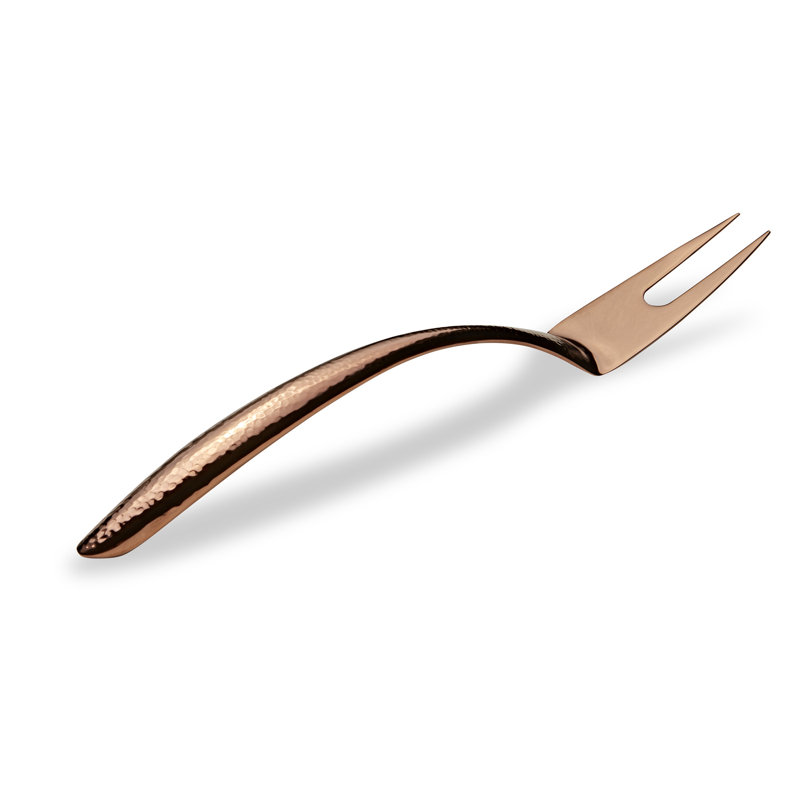 Stainless Steel Serving Fork, Hammered Finish Rose Gold