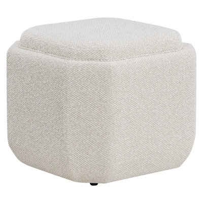 Pouf de rangement moderne Alysson avec plateau en bois amovible