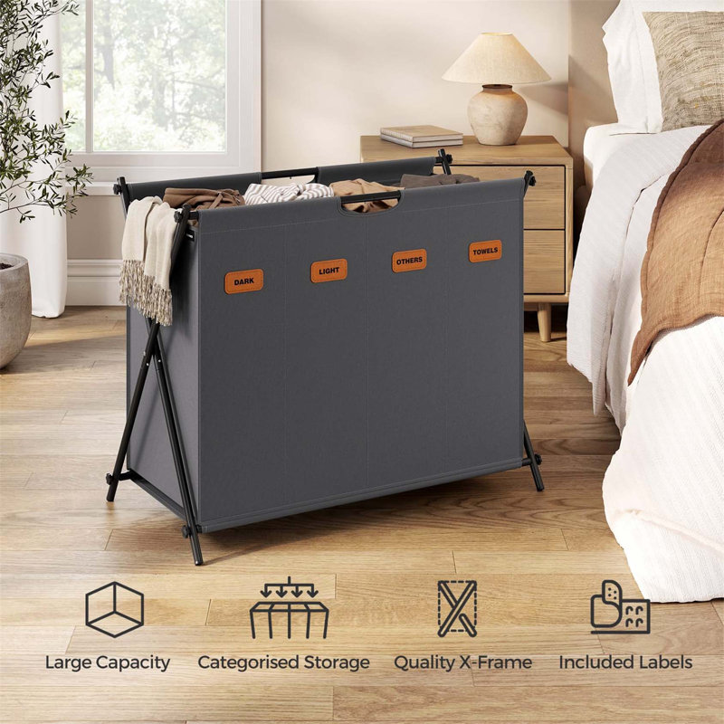 Bhargava Laundry Hamper with Handles, Grey