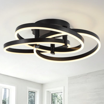 23.6"W 3-Light LED Semi Flush Mount Ceiling Light