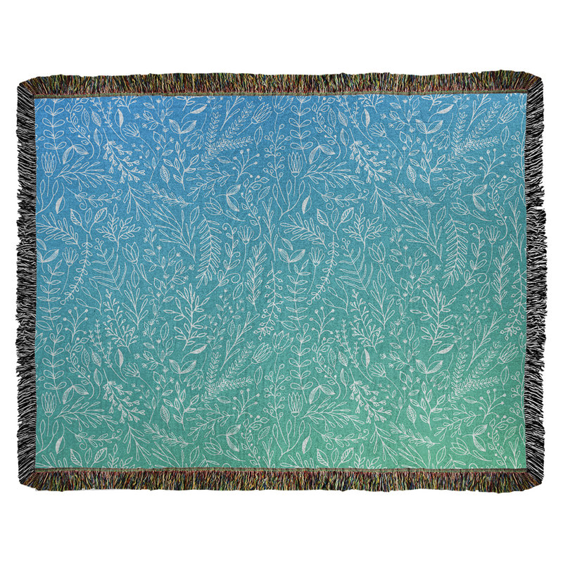 Couverture en coton tissé Katelyn Elizabeth Ditsy, l 50 po x L 60 po, Bleu / vert