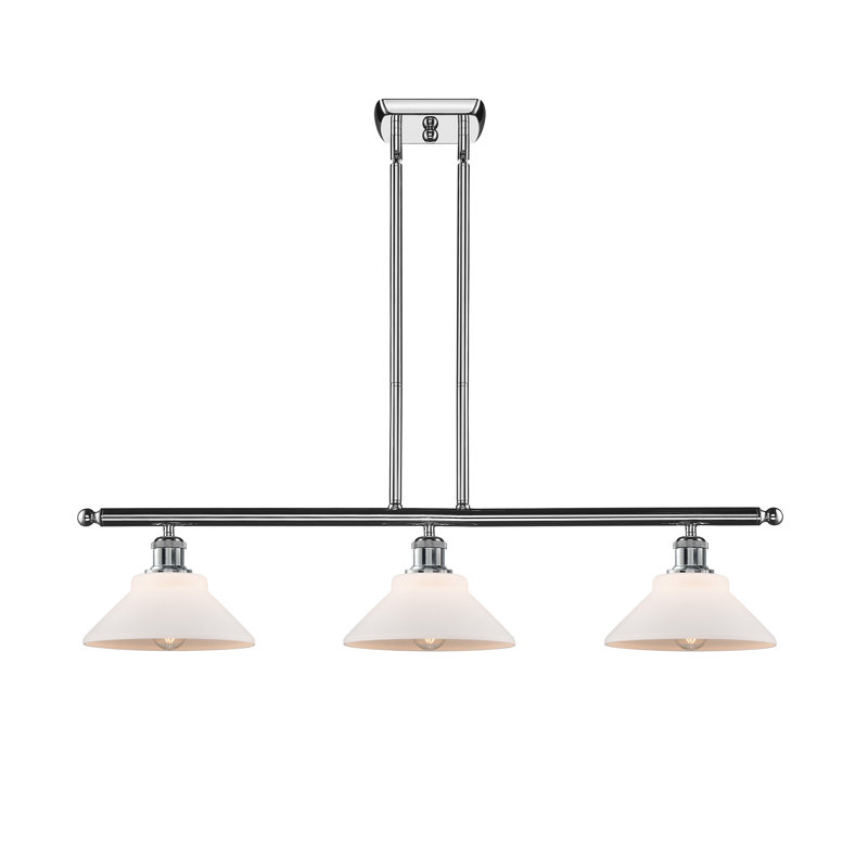 Luminaire suspendu linéaire à 3 lumières pour îlot de cuisine Newton St Loe, Ampoule DEL 6 watts Vinage, Chrome poli