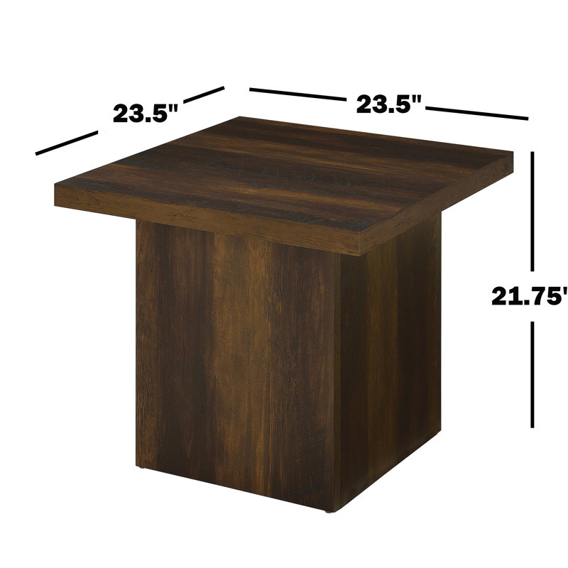 Table de bout carrée en bois d'ingénierie, Marron foncé