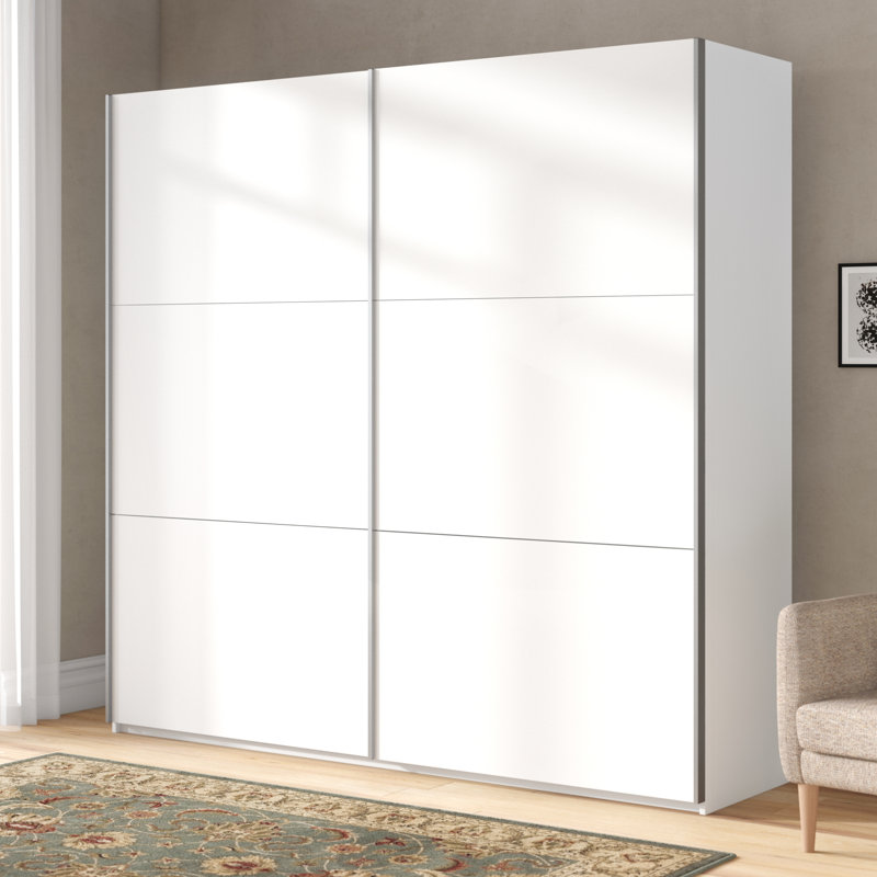 Borba BORBA 2 Sliding Door Wardrobe INCL. Delivery and Assembly, 210cm H x 261cm W x 59cm D, White, White
