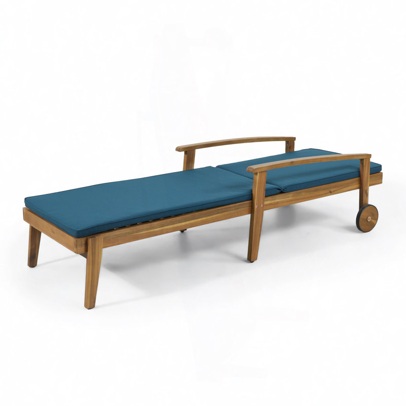 Chaise longue de jardin - Structure légère mais robuste, Bleu, Bois naturel