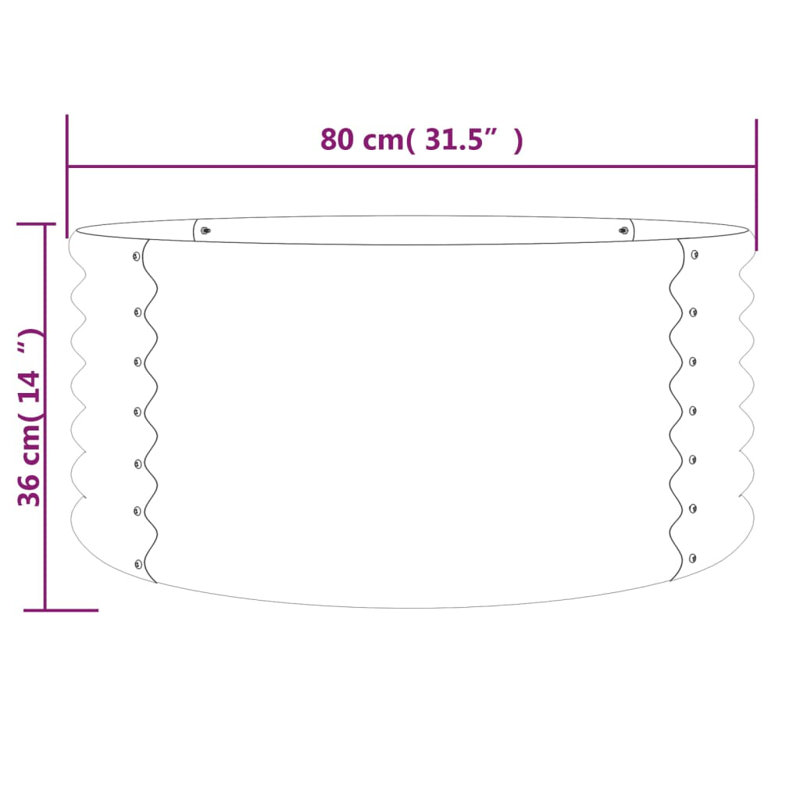 Garden Raised Bed Powder-coated Steel, Anthracite, 14.17" H x 31.50" W x 31.50" D