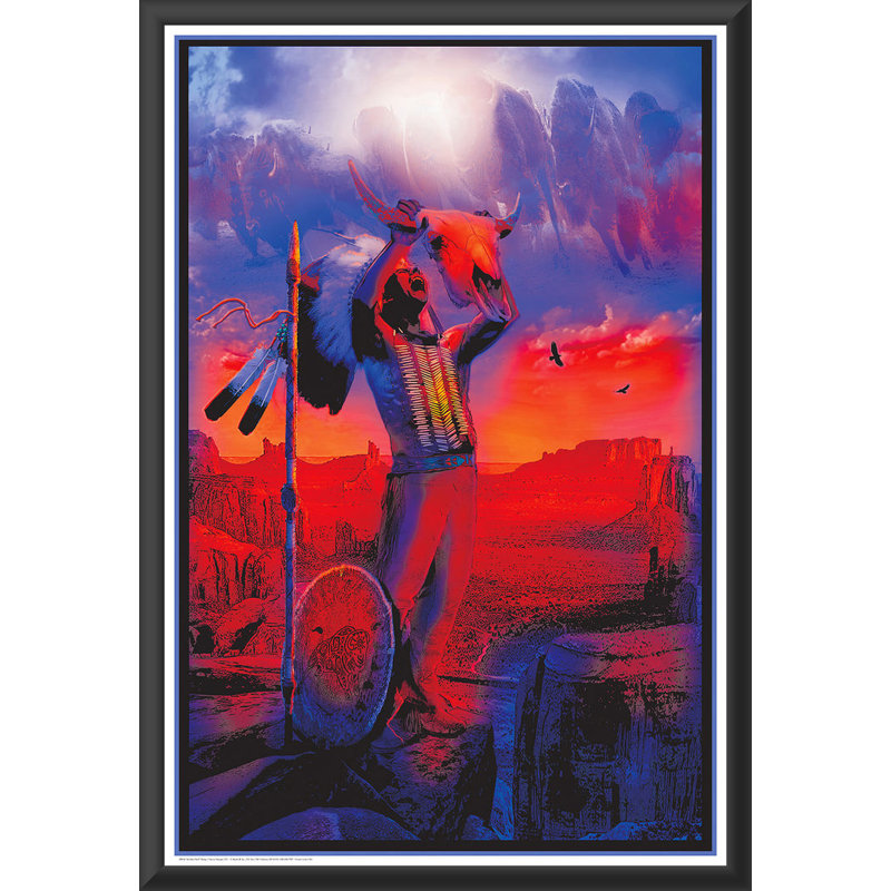 Buffalo Chief - Non Flock Blacklight - 24x36 Inch - Engineered Wood Framed Poster with Plexi Glass