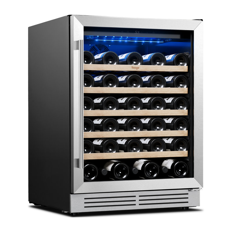 Yeego 23.4'' 52 Bottle Single Zone Wine Refrigerator Freestanding & Built-In Wine Cooler, Right-handed