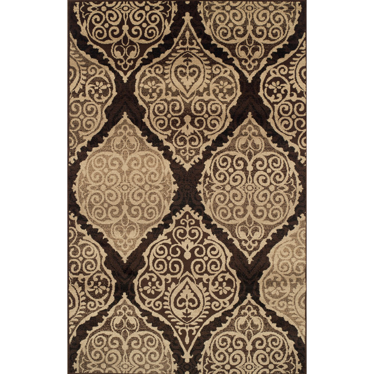 Valarie Damask Medallion Indoor Area Rug Mocha