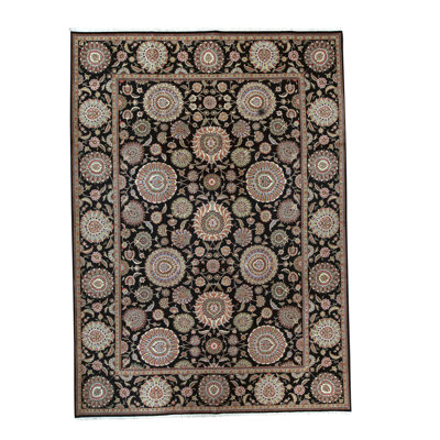 Tapis oriental en laine noué à la main noir / olive / crème Manchuria