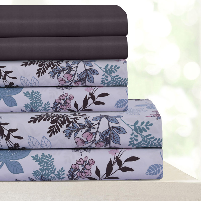 Ensemble de draps 100% coton 400 fils Floral, Complète