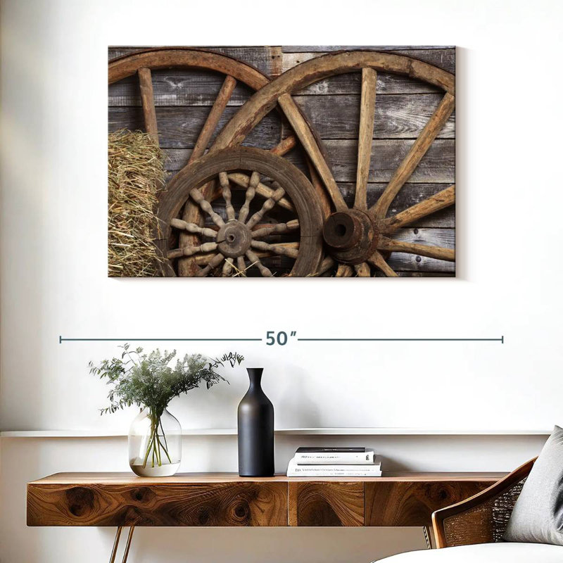 Mehar Old Cart Wheels, 26" H x 39" W
