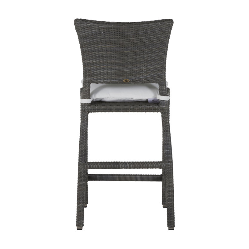 Skye 30" Patio Bar Stool with Cushion, Oyster, Dove Sunbrella® Linen, Welt