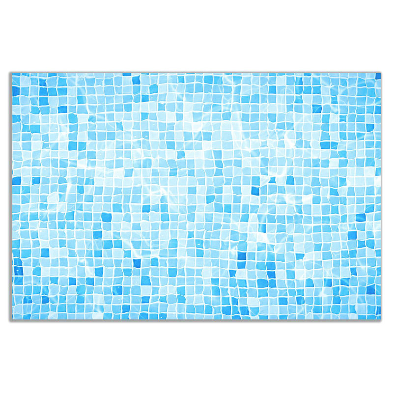 Blue Swimming Pool Tiles Water Ripple - Wrapped Canvas Print, 20cm H x 31cm W
