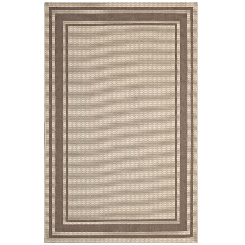 Rim Light and Dark Beige 5x8 Synthetic Indoor/Outdoor Area Rug