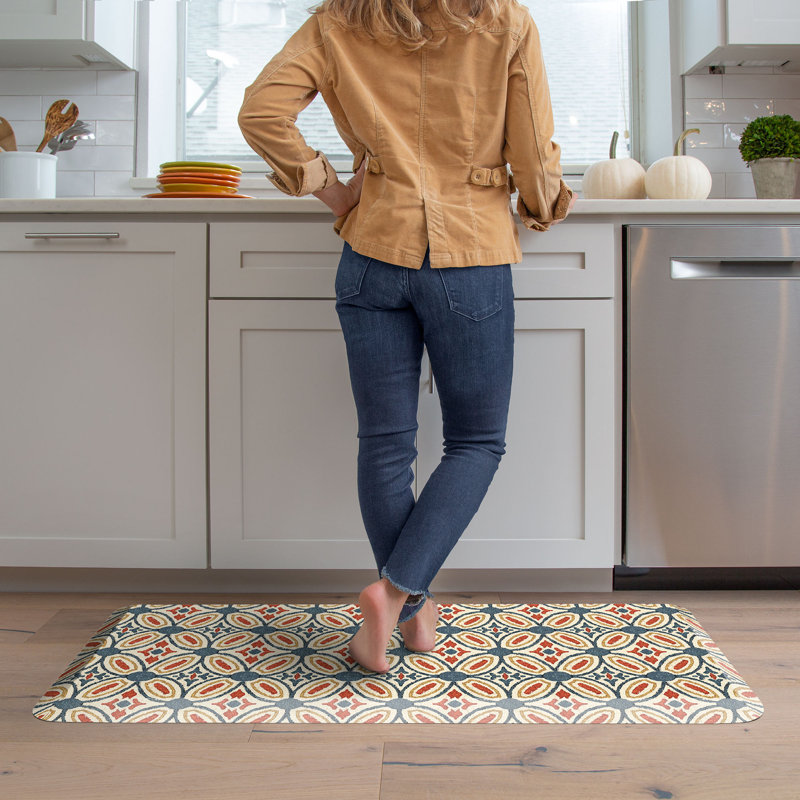 Tapis anti-fatigue Designer Comfort, 20 po x 48 po, Mélange bleu / orange