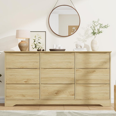 Grande commode moderne en bois avec 9 tiroirs et rangement profond