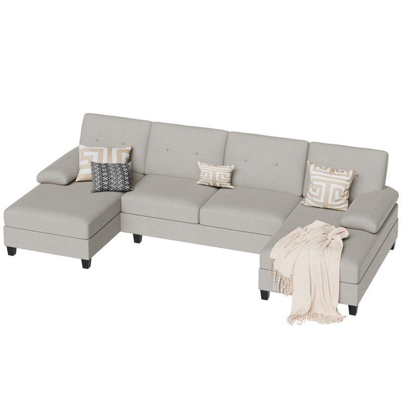3-Piece Upholstered Sectional for Living Room, Beige
