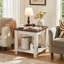 Ensemble de 2 tables de bout Farmhouse avec tablette de rangement à 2 niveaux, grande table d'appoint carrée avec 4 pieds carrés en bois massif, petite table basse de salon, blanc-50285955-48327488