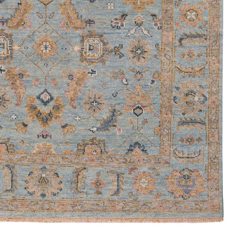 Wentworth-Wilona Hand Knotted Wool Oriental Area Rug in Blue, Rectangle 3' x 5'