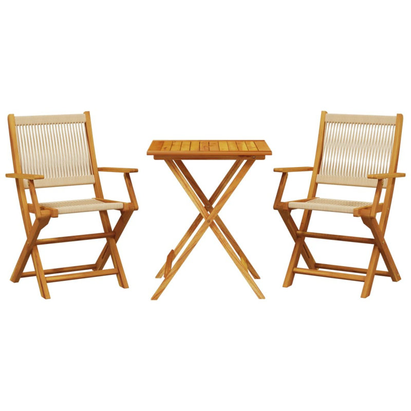 Prajedes 2 - Person Wood Patio Dining Set with Square Table, Beige