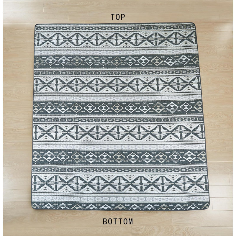 King White and Gray Southwestern Geometric Microfiber Quilt Set