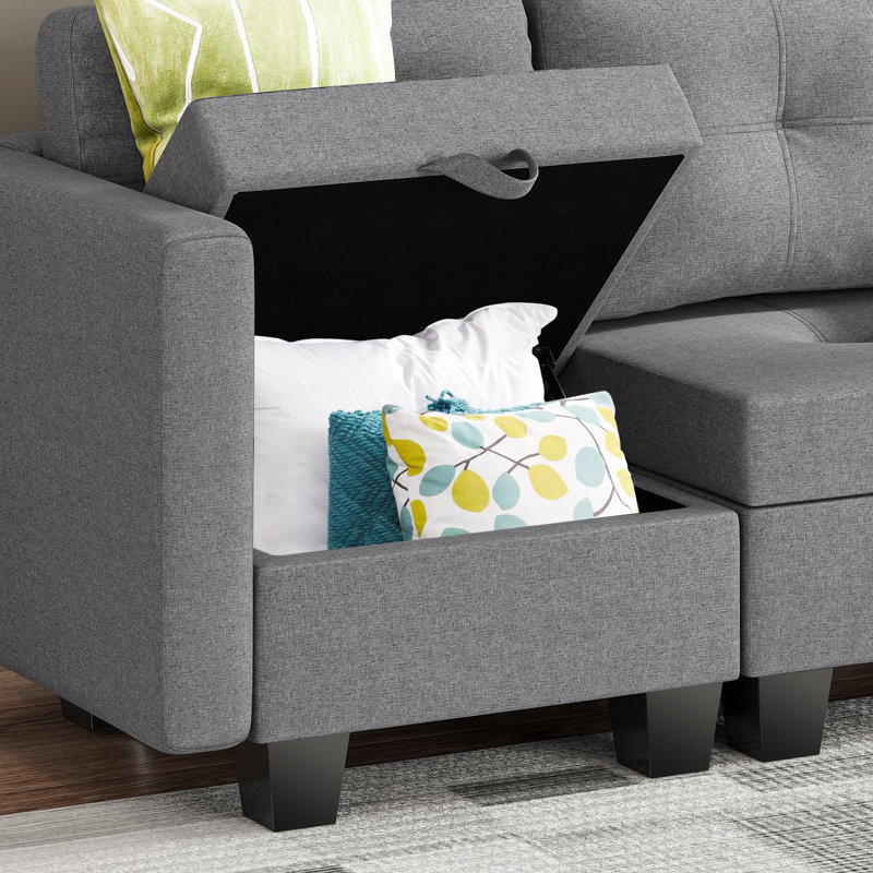 Fabric Corner Sectional, Light Grey, 3, 2
