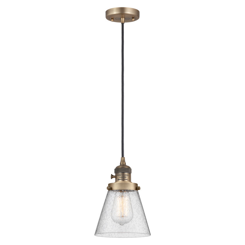 Luminaire suspendu en forme de globe à 1 lumière Angjelina, H 129,13 po x l 6,25 po x P 6,25 po, DEL, Laiton brossé