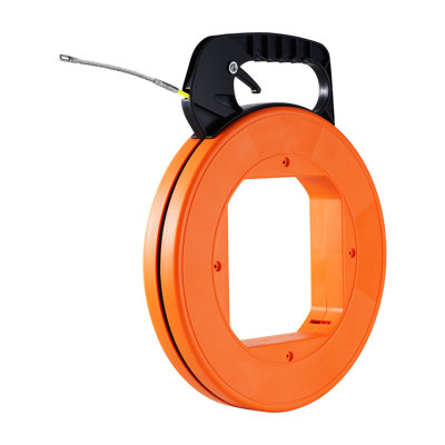 100ft Fiberglass Fish Tape Wire Puller with Durable ABS Case & Smooth Brake System for Electrical Cable Installation