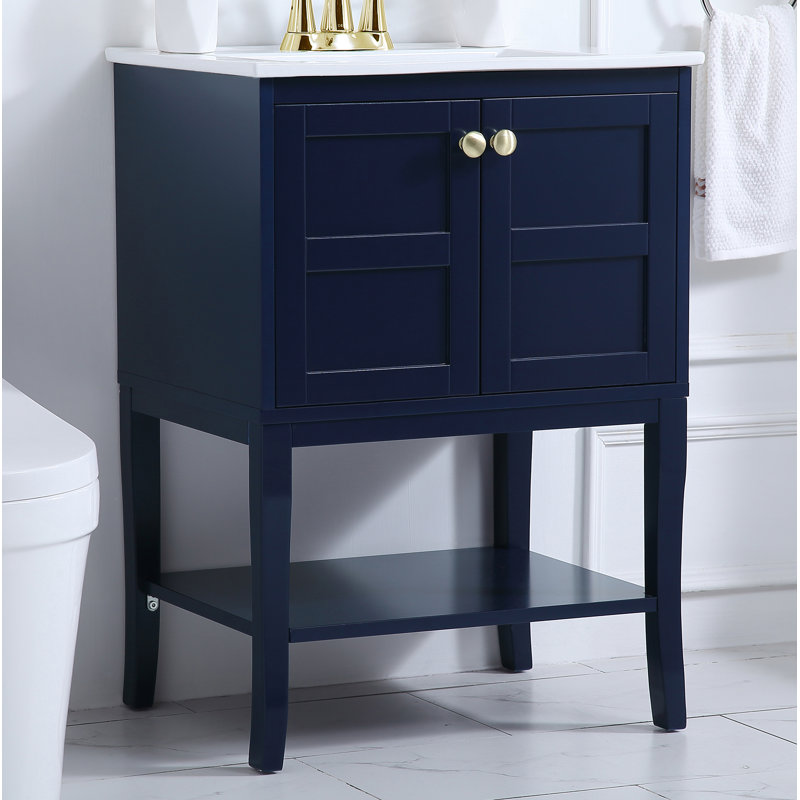 Lucin Single Bathroom Vanity with Ceramic Top, Blue