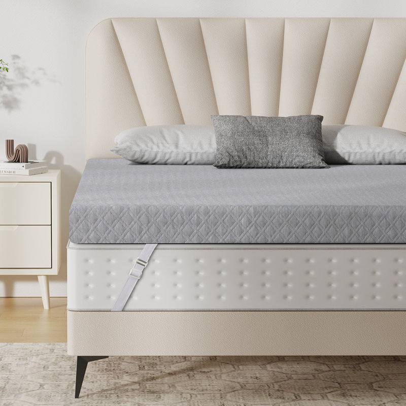 Medium Firm Mattress Topper Memory Foam Bed Topper For Pain Relief, Cooling Gel Infused High-Density Mattress Pad, Skin-Friendly Non-Slip Cover