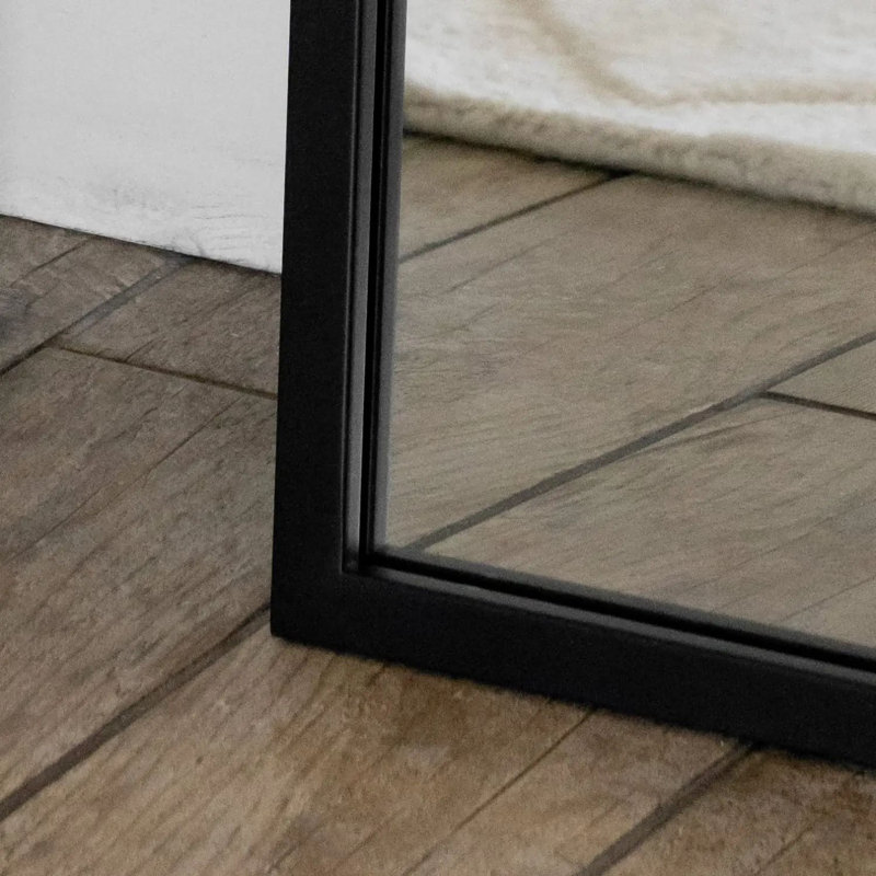 Akiko - Black Metal Arched Wall & Leaner Mirror, 70cm x 50cm