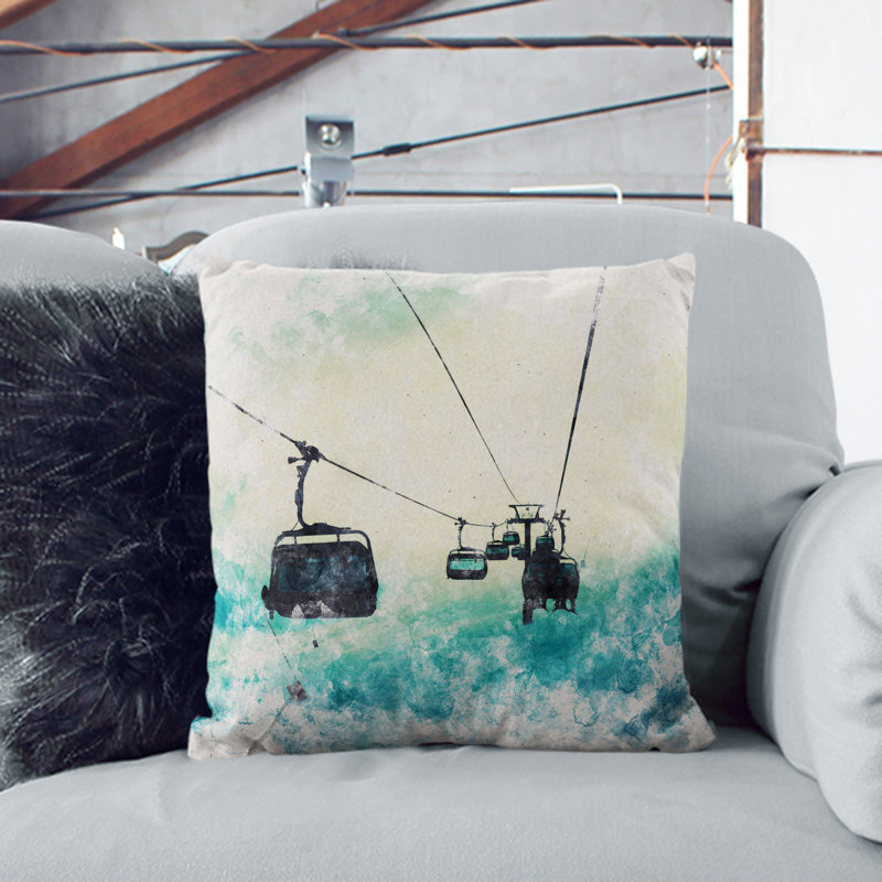 Ski Lift Square Throw Cushion, Stone, 40cm H x 40cm W x 15cm D