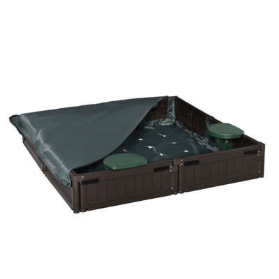 Outsunny Plastic Round Sandbox with Cover