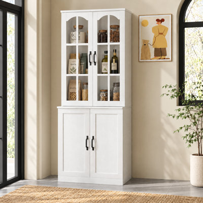 71" H x 23.6" W Kitchen Pantry with Glass Doors